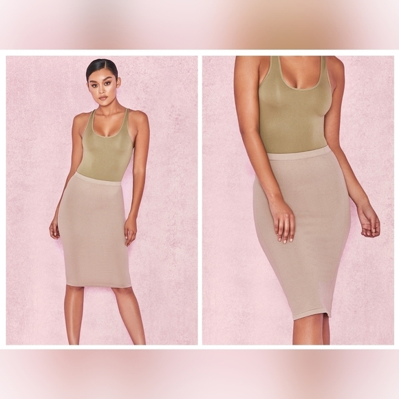 NWT House of CB Shahla Seamless Knit Pencil Skirt in Taupe‎ Size XS/S - Picture 1 of 8